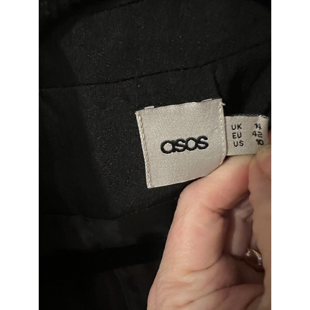 ASOS Jacket Womens Sz 10 Hook Front Black Sequin Blazer Party Cocktails Swifty - Picture 3 of 7